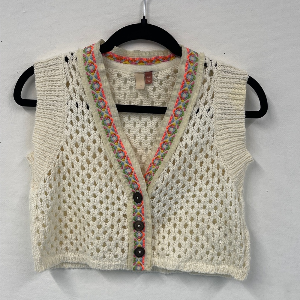 Anthropologie cropped Pilcro Boho Knit Vest